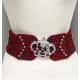 Belt - Distressed Leather - Like Stretchable w/ Rhinestone Crown Buckle - Red - BLT-MXBT-1115RH/RD Belt - Distressed Leather - Like Stretchable w/ Rhinestone Crown Buckle - Red - BLT-MXBT-1115RH/RD