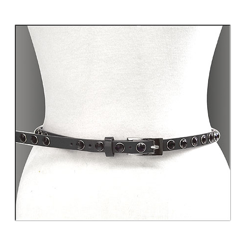Belt - Rhinestone Leather - Like Belt - Black Color - BLT-TO40211B
