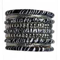 Bracelets - Stackable Bangle Bracelets Set - Zebra Print -BR-FB423RHZE