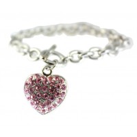 Barcelet - R/H Bubble Heart Charm Barcelet - Pink - BR-JJB2678PK