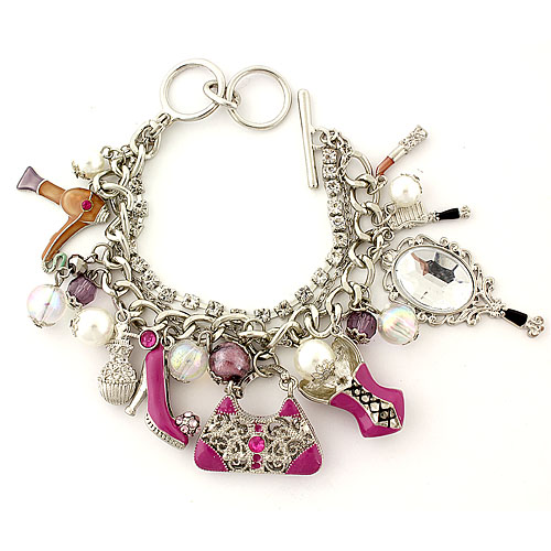 Charm Bracelet - Fashion Accessories Charms - Multiple Chains w/ Toggle Closure