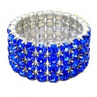 4-Line Crystal Stretchable Bracelet - Blue - BR-39SS-S4BL