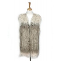 Cardigans & Vests - Faux Long Fur Vest – 2 Tones - VT-9353-1
