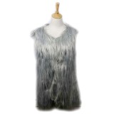 Cardigans & Vests - Faux Long Fur Vest – Solid Light Grey Cardigans & Vests - Faux Long Fur Vest – Solid Light Grey