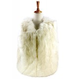 Women Sleeveless Faux Fox Fur Vest - Ivory - VT-AO639IV