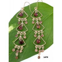 Swarovski Crystal Chandelier Earrings - Topaz - ER-1479GD-TP