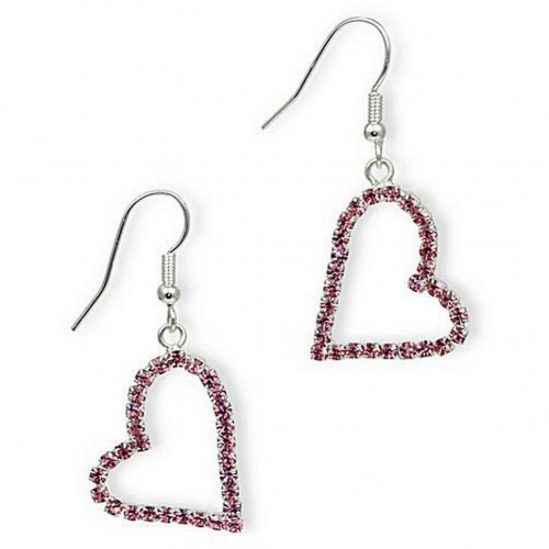 Dangling Rhinestones Heart Earrings - L. Rose - ER-20676LRO