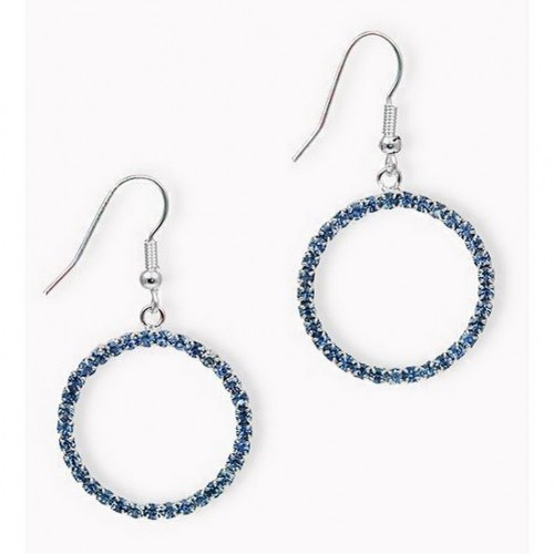 Dangling Rhinestones Circle Earrings - L. Blue - ER-20679LSA