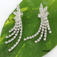 Dangling Rhinestones Butterfly Earrings - Clear - ER-20861CR