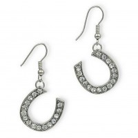 Dangling Rhinestones Horseshoe Earrings - Clear - ER-21187