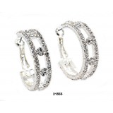 Rhinestone Post Hoops Earrings - Double Lines - ER-21355