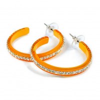 Rhinestone Hoops Earrings - Center Line - 1.6" - ER-21552DJO