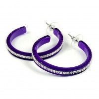 Rhinestone Hoops Earrings - Center Line - 1.6" - ER-21552TZ