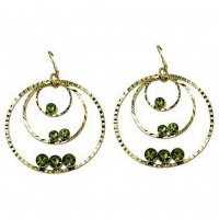 Triple Hoops Crystal Dangle Earrings/ Gold Tone - Lime - ER-ACQE4069F