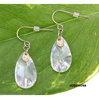 CZ Tear Drop Dangle Earrings - Clear - ER-ACQE4074A