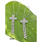Rhinestone Cross Earrings - Clear - ER-AEA60S