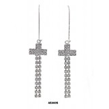 Rhinestone Cross Earrings - Clear - ER-AEA60S