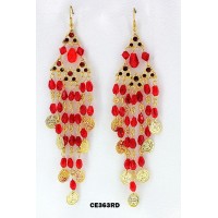 Chandelier Rhinestone Earring - Red - ER-CE363RD