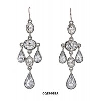 Crystal Tear Drop Earrings  - Clear - ER-CQE4052A