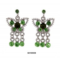 Crystal Big Butterfly w/ Danglings - Green - ER-EA1565GN