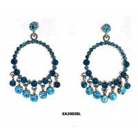 Crystal Single Line Big Diamond Cut Tear Drop - Blue - ER-EA2083BL