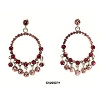 Crystal Single Line Big Diamond Cut Tear Drop - Pink - ER-EA2083PK