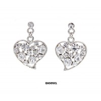 Crystal Heart Earrings - Clear - ER-EA505CL