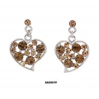 Crystal Heart Earrings - Topaz - ER-EA505TP