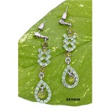 Crystal Tear Drop Dangle Earrings - Green - ER-EA768GN