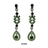 Crystal Tear Drop Dangle Earrings - Green - ER-EA768GN
