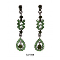 Crystal Tear Drop Dangle Earrings - Green - ER-EA768GN