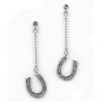 Dangling Rhinestone Earrings - Horse Shoe - ER-JER1115CL