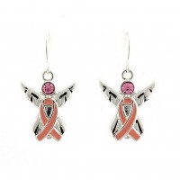 Ear Rings - Angel with Pink Ribbon - Pink - ER-OE1376ASPNK