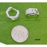 Rhodium Plated Rhinestone Small Hoop Earrings - ER-SE1005