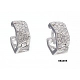 Rhodium Plated Rhinestone Small Hoop Earrings - ER-SE1005