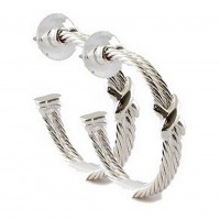 Double Cable Line Designer Earrings - ER-SE1033SV