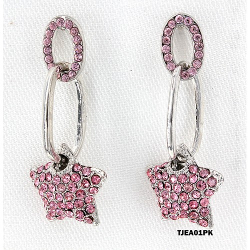 Crystal Star Earrings - Pink - ER-TJEA01PK