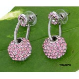 Crystal Circle Earrings - Pink - ER-TJEA02PK