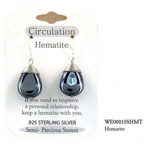 Semi Precious Stone Earrings - Hematite- " CIRCULATION "  " - ER-WE0001SS-HMT