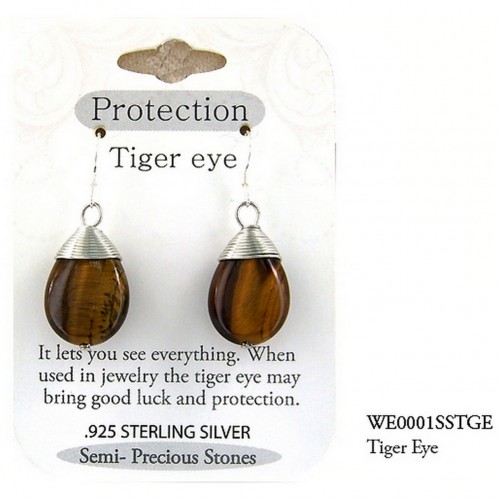 Semi Precious Stone Earrings - Tiger Eye -"PROTECTION " - ER-WE0001SS-TGE