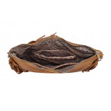 Hobo Bag w/ Genuine Leather Fringes - Tan