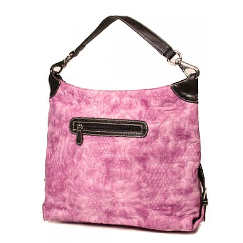 Floral Quilted Leather Like Hobo - Pink - BG-HB07PK