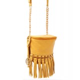 Shoulder/ Messenger Bag Accent With Fringes - Mustard