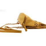 Shoulder/ Messenger Bag Accent With Fringes - Mustard