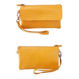 Clutch-Genuine Leather - Multi Compartments w/ Detachable Wristlet & Strap - Coffee Color - BG-YM608COF