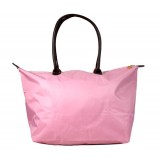 Nylon Large Shopping Tote w/ Leather Like Handles - Pink - BG-HD1293PK