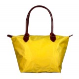 Nylon Small Shopping Tote w/ Leather Like Handles - Yellow - BG-HD1361YL