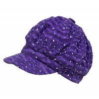 Newsboy Hat W/ Beads - Purple - HT-5765PL
