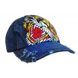 Embroidery Tattoo Cap - Tiger (Washed Cotton) - Denim- HT-BST100DN
