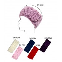 Headwraps: Crochet w/ Flower - Black Color - HB-0118HH